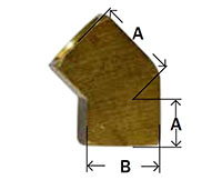 Brass 45 Degree Female Elbow Diagram